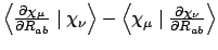 $\left<\frac{\partial \chi_{\mu}}{\partial
R_{ab}}\mid\chi_{\nu}\right> -
\left<\chi_{\mu}\mid\frac{\partial\chi_{\nu}}{\partial R_{ab}}\right>$