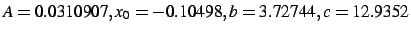 $A=0.0310907, x_0=-0.10498, b=3.72744, c=12.9352$