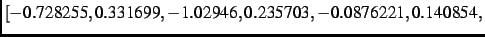 $\displaystyle [- 0.728255, 0.331699,- 1.02946, 0.235703,- 0.0876221, 0.140854,$
