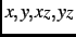 $x, y, xz, yz$