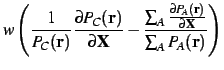 $\displaystyle w\left(\frac{1}{P_C({\bf r})}\frac{
\partial P_C({\bf r})}
{\part...
... \frac{\partial P_A({\bf r})}{\partial {\bf X}}}
{\sum_A P_A({\bf r}) }
\right)$