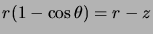 $\displaystyle r(1-\cos{\theta}) = r-z$