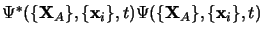 $\Psi^\ast(\lbrace {\mathbf
X}_A\rbrace, \lbrace {\mathbf x}_i\rbrace, t)\Psi(\lbrace {\mathbf X}_A\rbrace,
\lbrace {\mathbf x}_i\rbrace, t)$